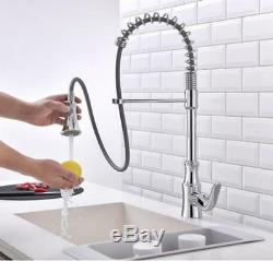 Bathroom Kitchen Sink Faucet Swivel Spring Pull Out Two Sprayer Spout Mixer Tap