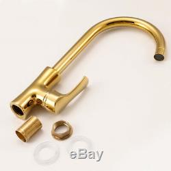 Bathroom Kitchen Sink Tap Hot Cold Faucet Swivel Mixer Brass Gold Deck Mount C33