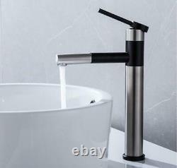 Bathroom Kitchen Sink Tap Hot Cold Mixer Basin Faucet Pull Out Head SUS Brushed