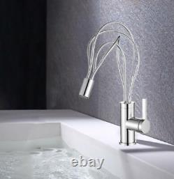 Bathroom Kitchen Sink Tap Hot Cold Mixer Deck Mounted Basin Faucet Brass Chrome
