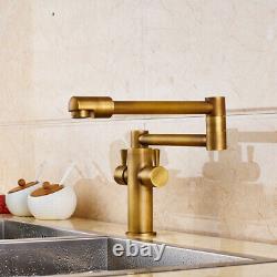 Bathroom Kitchen Sink Tap Mixer Faucet Swivel Spout Folding Hot Cold Dual Handle
