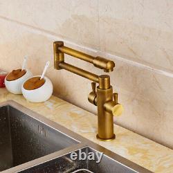 Bathroom Kitchen Sink Tap Mixer Faucet Swivel Spout Folding Hot Cold Dual Handle
