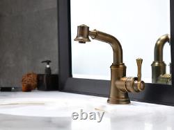 Bathroom Kitchen Sink Tap Pull Out Spout Mixer Bathtub Faucet Deck Mount Antique