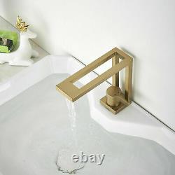 Bathroom Sink Basin Faucet Waterfall Single Handle 1 Hole Mixer Tap Brushed Gold