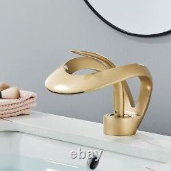 Bathroom Sink Faucet Kitchen Mixer Tap Vanity Brass Single Handle One Hole Gold