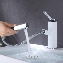 Bathroom Sink Faucet with Pull Out Sprayer, Single Handle Basin Mixer Tap for Ho