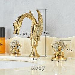 Bathroom Vanity Sink Faucet 2 Handle 3 Hole Basin Widespread Deck Mounted Gold