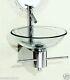 Bathroom Wall mounted CLEAR round glass basin sink wash bowl+ STAND + TAP