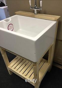 Belfast Sink Stand Unit, Oak Ledge With Large Ceramic Sink £490 No Taps