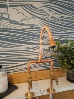 Bespoke Copper Pipe and Brass Kitchen Sink Basin Bath Tap 15mm