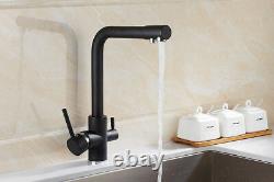 Black 3 Way Kitchen Faucet Purified Filter Water Sink Mixer Tap Swivel Spout US