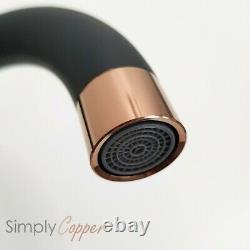 Black And Rose Gold Tap Kitchen Mixer Tap With 360 Degree Swivel Curved Spout
