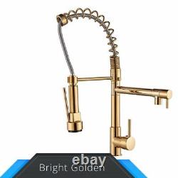 Black And Rose Golden Spring Pull Down Kitchen Sink Faucet Water Mixer Tap Dual