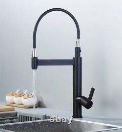 Black Brass Kitchen Dish Washing Faucet Sink Stretch Multifunctional Mixer Taps