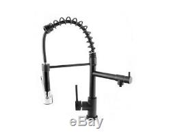 Black Double Tap Brass Kitchen Pull Down Spray Faucet Sink Mixer (45)