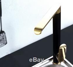 Black&Gold Kitchen Sink Basin Mixer Tap Swivel Spout Mixing Faucet Tap Brass
