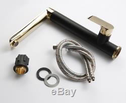 Black&Gold Kitchen Sink Basin Mixer Tap Swivel Spout Mixing Faucet Tap Brass