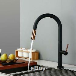 Black Gold Kitchen Sink Mixer Tap With Pull Out 360 Degree Rotation Spray Faucet