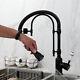Black Kitchen Sink Pull Down Spout Mixer Faucet Single Hole Deck Mount Taps
