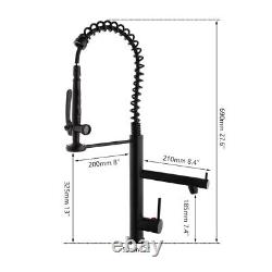 Black Kitchen Sink Swivel Spout Pull Out Spring Sprayer 2 Way Mixer Faucet Tap