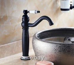 Black Oil Rubbed Bronze Single Ceramic Handle Bathroom Vessel Sink Faucet Knf506