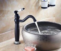 Black Oil Rubbed Bronze Single Ceramic Handle Bathroom Vessel Sink Faucet Knf506