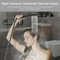 Black Shower Faucet Set 16LED Rainfall Head Combo Kit with Mixer Valve Wall Mount