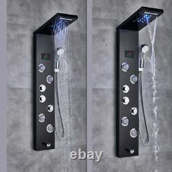 Black Shower Panel Tower LED With Massage System Body Sprayer Jets Tub Spout1
