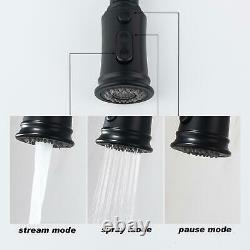 Black Swivel Kitchen Sink Faucet Pull Out Sprayer Single Handle Mixer Tap