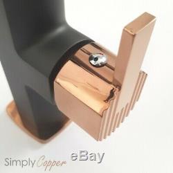 Black and Rose Gold Kitchen Sink Tap Mono Mixer with Swivel Spout