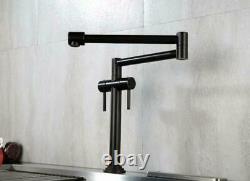 Brass Bathroom Kitchen Sink Faucet Swivel Spout Mixer Tap Deck Mount Two Handles