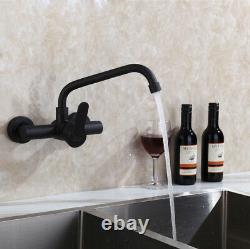 Brass Bathroom Kitchen Sink Faucet Swivel Spout Nozzle Mixer Wall Mount Tap SUS