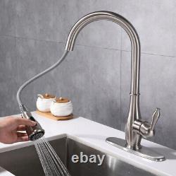 Brass Bathroom Kitchen Sink Tap Hot Cold Mixer Faucet Pull Out Brushed Nickel