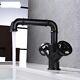 Brass Black Bathroom Faucet Sink Basin Mixer Tap Cold Hot Water Industrial Style