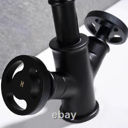 Brass Black Bathroom Faucet Sink Basin Mixer Tap Cold Hot Water Industrial Style