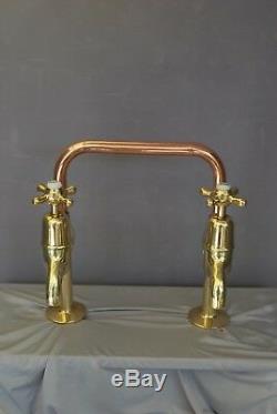 Brass & Copper Deck Mounted Kitchen Taps Ideal Belfast Sink Fully Refurbed