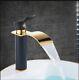 Brass Gold & White Hot & Mixer Tap Cold Waterfall Bathroom Sink Basin Faucet