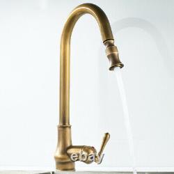 Brass Kitchen Faucet Pull out Sprayer Antiuqe Mixer Tap Sink Faucet Classic