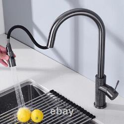 Brass Kitchen Faucet Swivel Single Handle Sink Pull Down Sprayer Mixer Tap