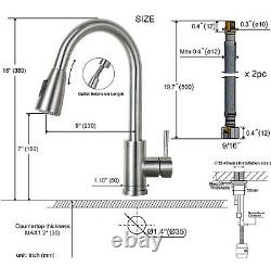 Brass Kitchen Faucet Swivel Spout Single Handle Sink Pull Down Spray Mixer Tap