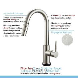 Brass Kitchen Faucet Touchless Pull Out Sprayer Mixer Sink Tap Brushed Nickel