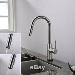 Brass Kitchen Faucet Touchless Pull Out Sprayer Mixer Sink Tap Brushed Nickel