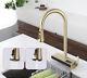 Brass Kitchen Faucets with ABS Pull Out Sprayer Bar Sink Faucet Brushed Gold