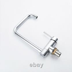 Brass Kitchen Rotating Faucet Folding Down Hot Cold Water Mixer Faucet Chrome