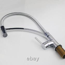 Brass Kitchen Sink Faucet Hot Cold Mixer Basin Tap Spring Spout Head Single Hole