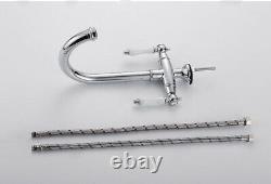 Brass Kitchen Sink Faucet Mixer Swivel Spout Double Handles Tap Bathroom Chrome