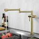 Brass Kitchen Sink Faucets Folding Deck Mount Dual Handle Gold Mixer Bar Taps
