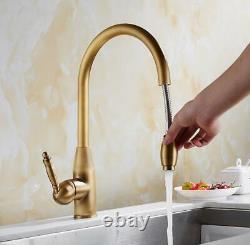 Brass Kitchen Sink Tap Mixer Pull Out Nozzle Spout Bathroom Single Handle Faucet