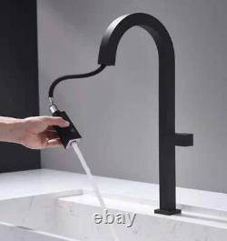Brass Kitchen Tap Hot Cold Mixer Bathroom Basin Sink Faucet Matte Black Square