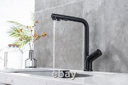 Brass+Zinc Kitchen Sink Mixer Taps Pull Out Spray Head Single Lever Black Faucet